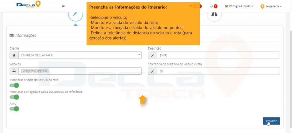 Cadastro De Itinerário Tutorial Declatrack Rastreamento Veicular 8516